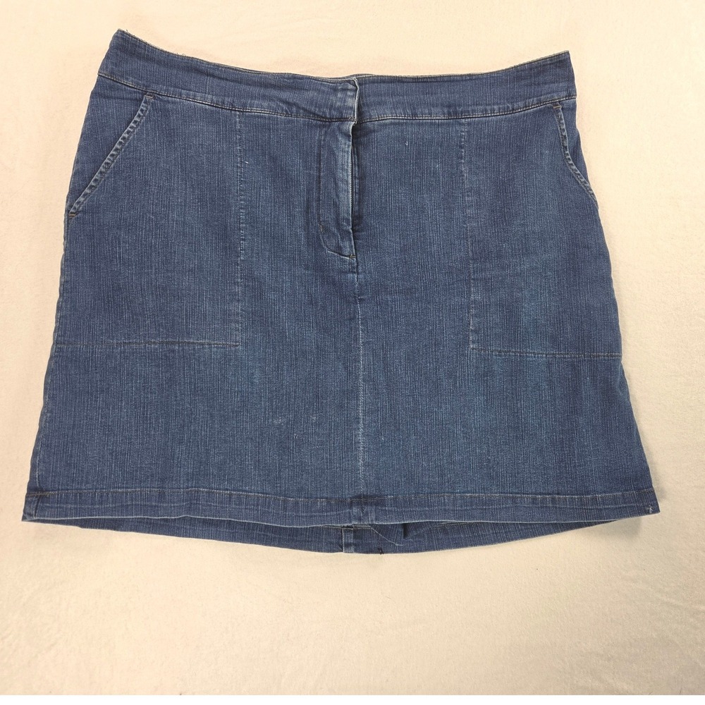 Cherokee Blue Denim Jean Mini Skirt w Shorts Skort Women Plus Size 16W Stretch